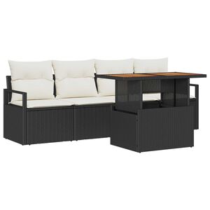 vidaXL Garten-Sofa-Set mit Speicher 5 pcs Schwarz Poly Rattan