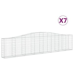 vidaXL Gabionen mit Hochbogen 7 Stk. 400x30x80/100cm Verzinktes Eisen