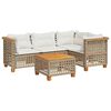 vidaXL 5-tlg. Garten-Sofagarnitur mit Kissen Beige Poly Rattan