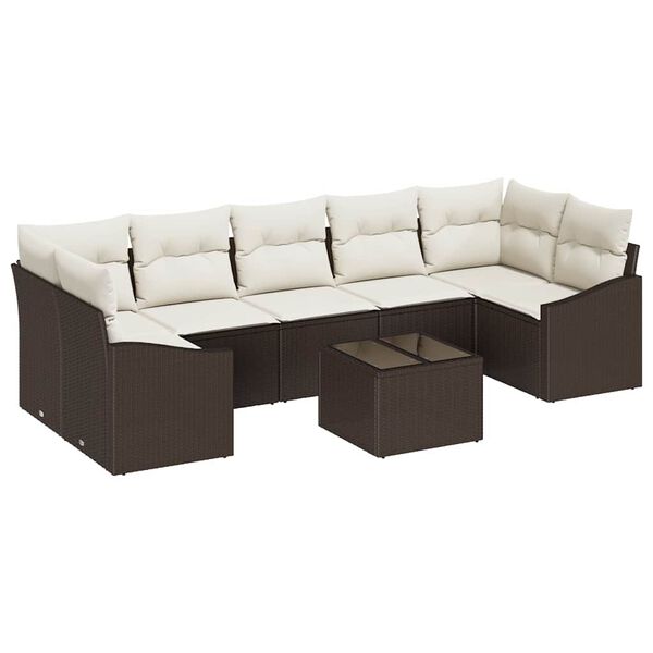 vidaXL Sofa Set mit Kissen Braun und Creme 55 x 55 x 37 cm Poly Rattan