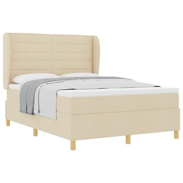 vidaXL Boxspringbett mit Matratze Dunkelgrau 90x190 cm Creme Stoff