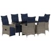 vidaXL Tisch- und Stuhlset mit Kissen 7 pcs Grau PE-Rattan