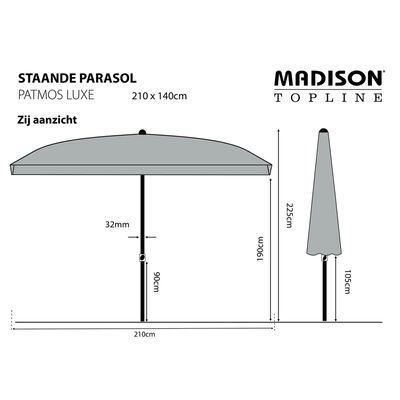 Madison Sonnenschirm Patmos Luxe Rechteckig 210x140 cm Salbeigrün