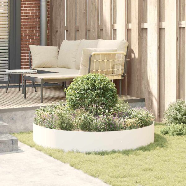 vidaXL Pflanzenring Wei&szlig; 120 x 120 x 20 cm Kaltgewalzter Stahl