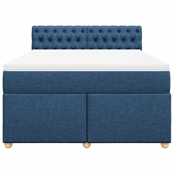 vidaXL Boxspringbett mit Matratze Blau 140x190 cm Stoff