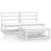 vidaXL 3-tlg. Garten-Lounge-Set Wei&szlig; Massivholz Kiefer