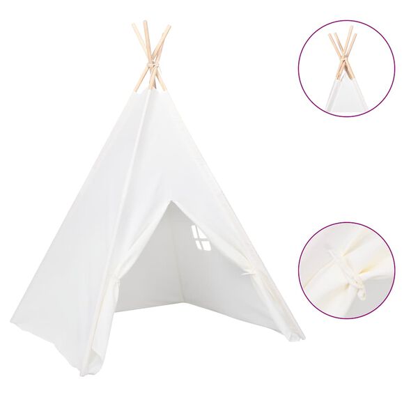 vidaXL Kinder Tipi-Zelt mit Tasche Pfirsichhaut Weiß 120x120x150 cm