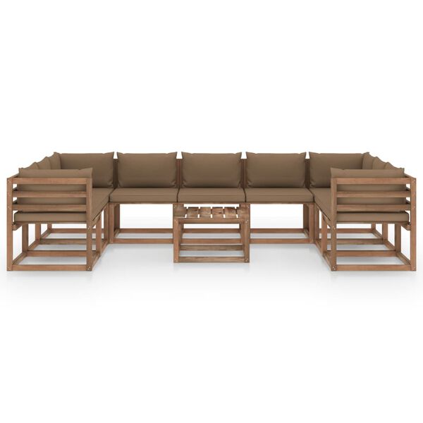 vidaXL 10-tlg. Garten-Lounge-Set mit Kissen in Taupe