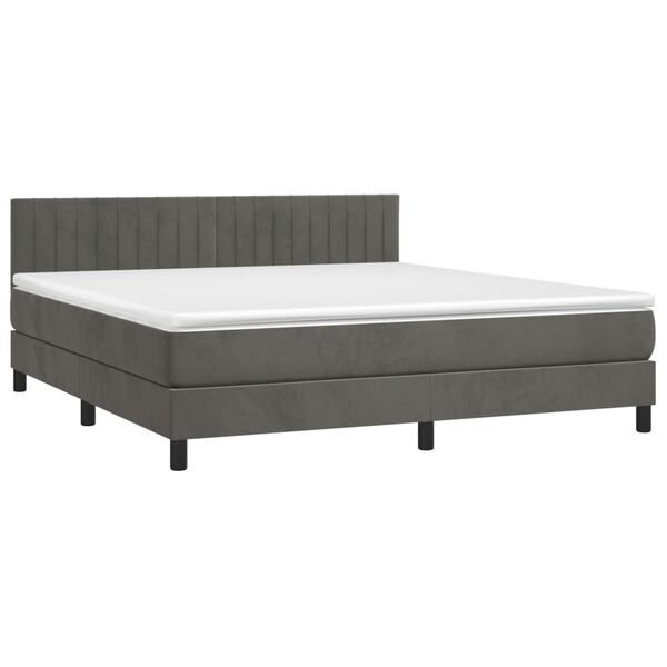 vidaXL Boxspringbett mit Matratze Dunkelgrau 160x200 cm Samt