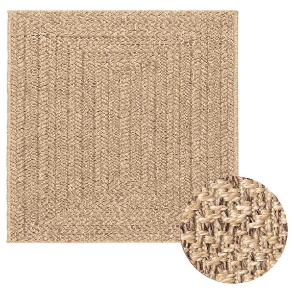 vidaXL Teppich ZIZUR 120x120 cm Jute-Optik Indoor und Outdoor