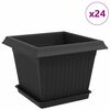 vidaXL Blument&ouml;pfe 24 stk. Schwarz Kunststoff
