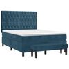 vidaXL Boxspringbett mit Matratze Dunkelblau 140x190 cm Samt