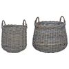 vidaXL Blumentopf K&ouml;rbchen mit Speicher 2 pcs Grau Lacak Rattan