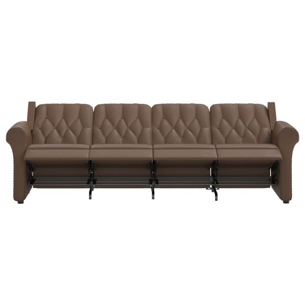 vidaXL 4-Sitzer Massagesessel Braun Gl&auml;nzend Kunstleder