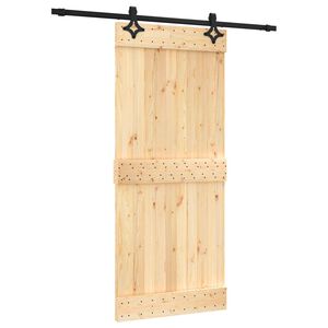 vidaXL Schiebet&uuml;r Nat&uuml;rlich und Schwarz 90 x 210 cm Massivkiefer