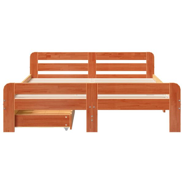 vidaXL Massivholzbett ohne Matratze Wachsbraun 160x200 Kiefernholz