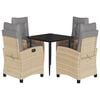 vidaXL 5-tlg. Garten-Essgruppe mit Kissen Beigemischung Poly Rattan