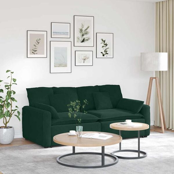 vidaXL Modulares Sofa mit Kissen Dunkelgr&uuml;n