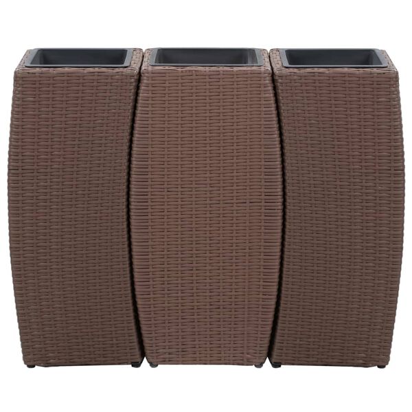 vidaXL Garten-Hochbeete 3-tlg. Poly Rattan Braun