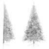 vidaXL K&uuml;nstlicher Halb-Weihnachtsbaum mit St&auml;nder Silber 210 cm PET