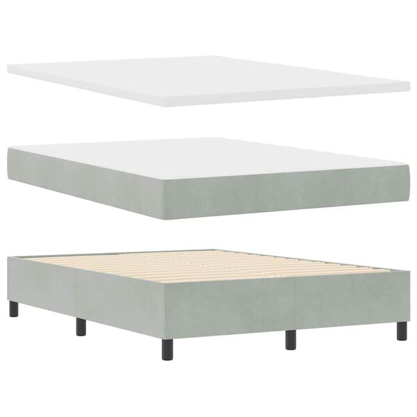 vidaXL Boxspringbett mit Matratze Hellgrau 140 x 190 cm Samt