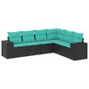 vidaXL 6-teiliges Gartensofa-Set mit Kissen, schwarzes Polyrattan