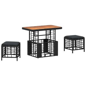 vidaXL Garten Essgruppe mit Kissen 3 pcs Schwarz und Grau