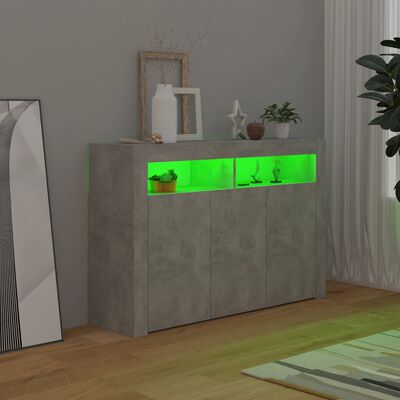 vidaXL Sideboard mit LED-Leuchten Betongrau 115,5x30x75 cm