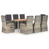 vidaXL 9-tlg. Garten-Essgruppe mit Kissen Grau Poly Rattan
