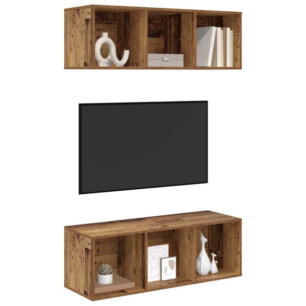 vidaXL TV-Schrankset 2 pcs Altholz 37 x 37 x 107 cm Holzwerkstoff