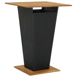 vidaXL Bartisch Schwarz 80x80x110 cm Poly Rattan und Massivholz Akazie