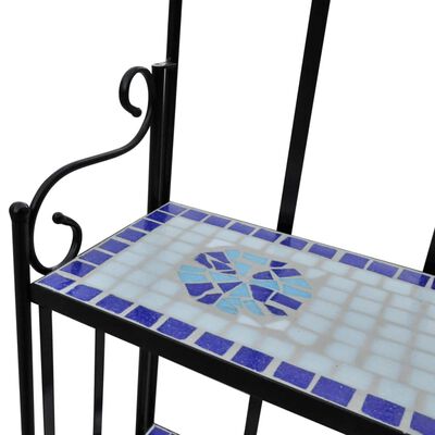 vidaXL Pflanzenständer Mosaik Blau und Weiß