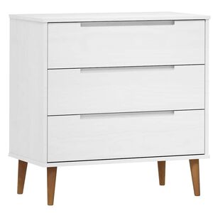 vidaXL Schubladenschrank MOLDE Wei&szlig; 80x40x80 cm Massivholz Kiefer