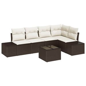 vidaXL Gartensofa-set mit Speicher Braun und Creme Poly-Rattan