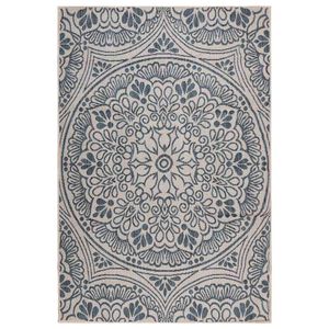 vidaXL Outdoor-Teppich Flachgewebe 160x230 cm Blaues Muster