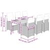 vidaXL 7-tlg. Garten-Bistro-Set mit Kissen Grau Poly Rattan