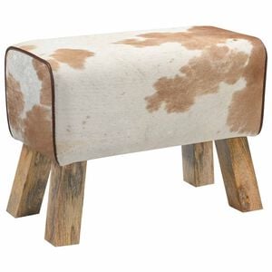 vidaXL Bank 60 x 30 x 45 cm Echtes Leder Braun und Wei&szlig;