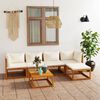 vidaXL 6-tlg. Garten-Lounge-Set mit Auflagen Creme Massivholz Akazie