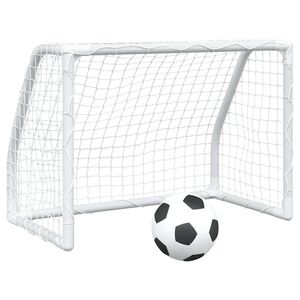 vidaXL Fu&szlig;balltore f&uuml;r Kinder 2 Stk. mit Ball Wei&szlig; 64x35x48 cm Metall