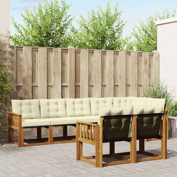 vidaXL Outdoor-Sofagarnitur mit Kissen 8 pcs Natur und Creme