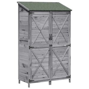 vidaXL Gartenschuppen Grau 106 x 56 x 176,5 cm Massivholz aus Fichte