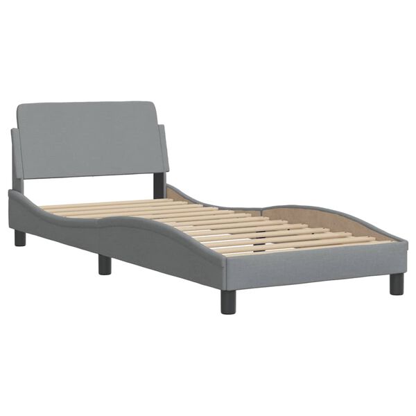 vidaXL Bett mit Matratze "Hvar" Hellgrau 90x190 cm Stoff