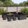 vidaXL Gartensofa-set mit Kissen 14 pcs Schwarz Poly-Rattan
