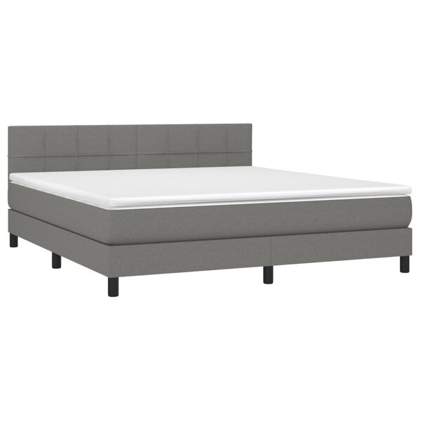 vidaXL Boxspringbett mit Matratze & LED Dunkelgrau 180x200 cm Stoff