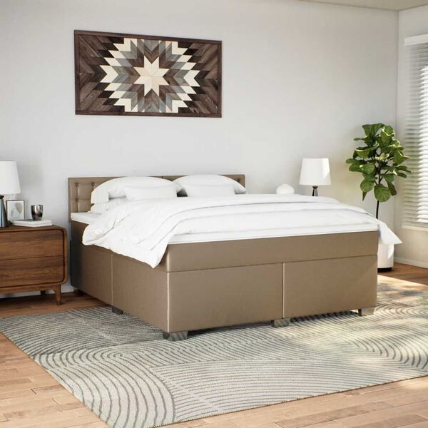 vidaXL Boxspringbett Matratze Cappuccino-Braun 180x200 cm Kunstleder