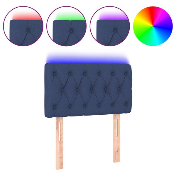 vidaXL LED Kopfteil Blau 80x7x78/88 cm Stoff