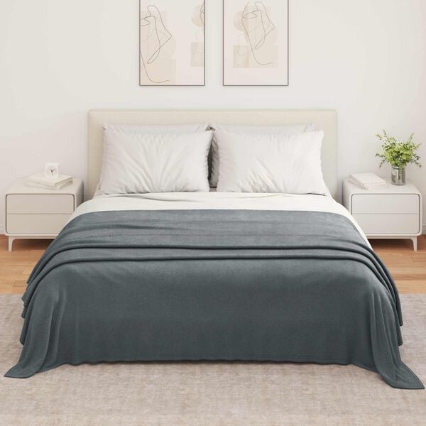 vidaXL &Uuml;berwurfdecke Dunkelgrau 350 x 270 cm Fleece
