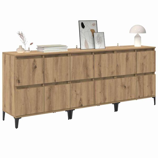 vidaXL Sideboards 3 pcs Artisan-Eiche 60 x 35 x 70 cm Holzwerkstoff