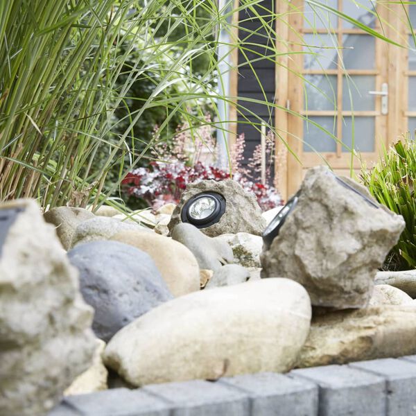 Luxform Intelligente Hybride LED-Garten-Solarleuchte Nebraska Stein