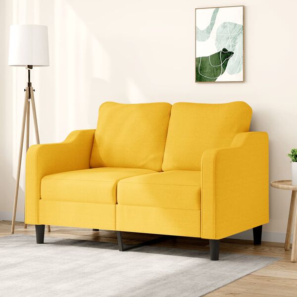 vidaXL 2-Sitzer-Sofa Hellgelb 120 cm Stoff